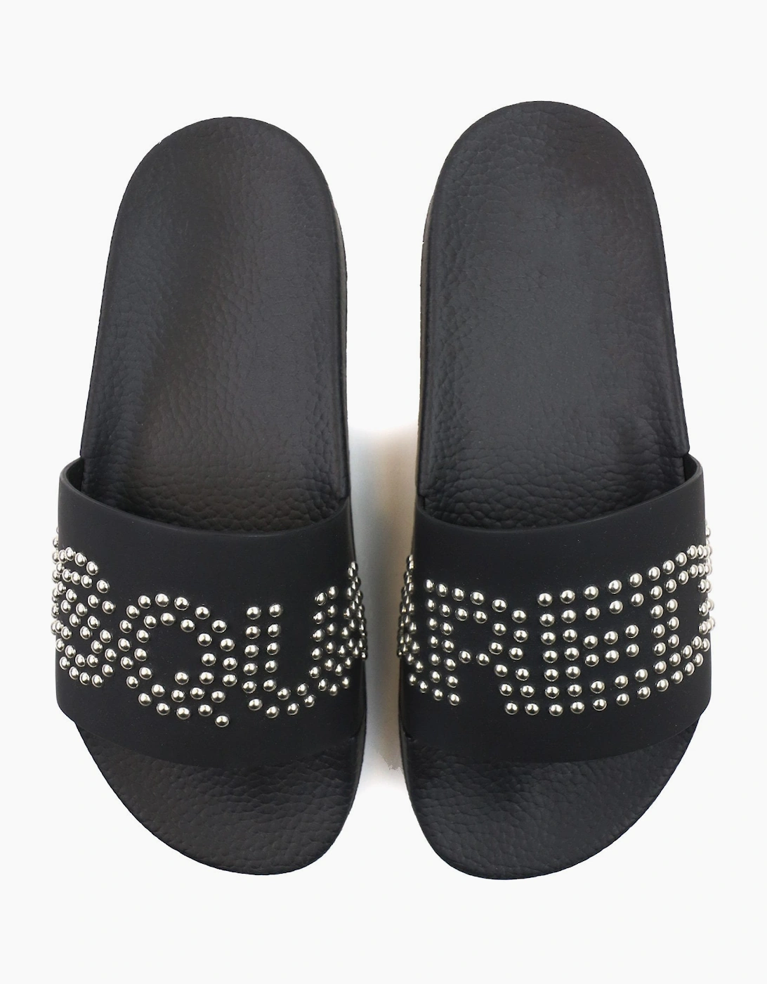 Dsquared2 Dsq2 Stud Logo Leather Sliders Black