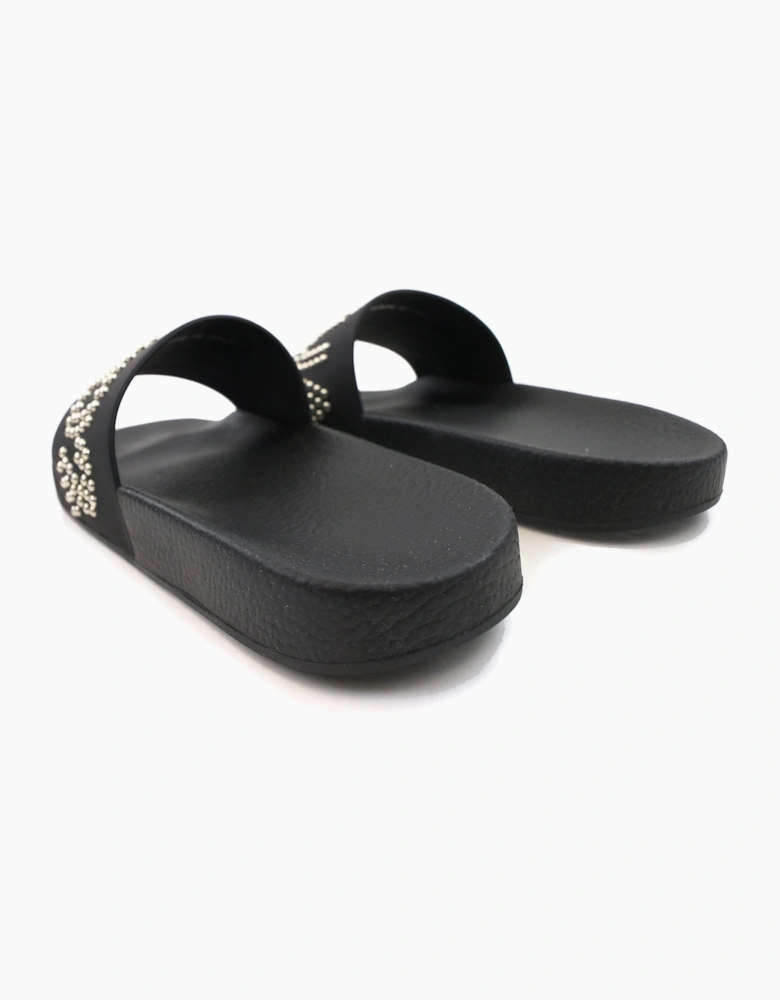 Dsquared2 Dsq2 Stud Logo Leather Sliders Black
