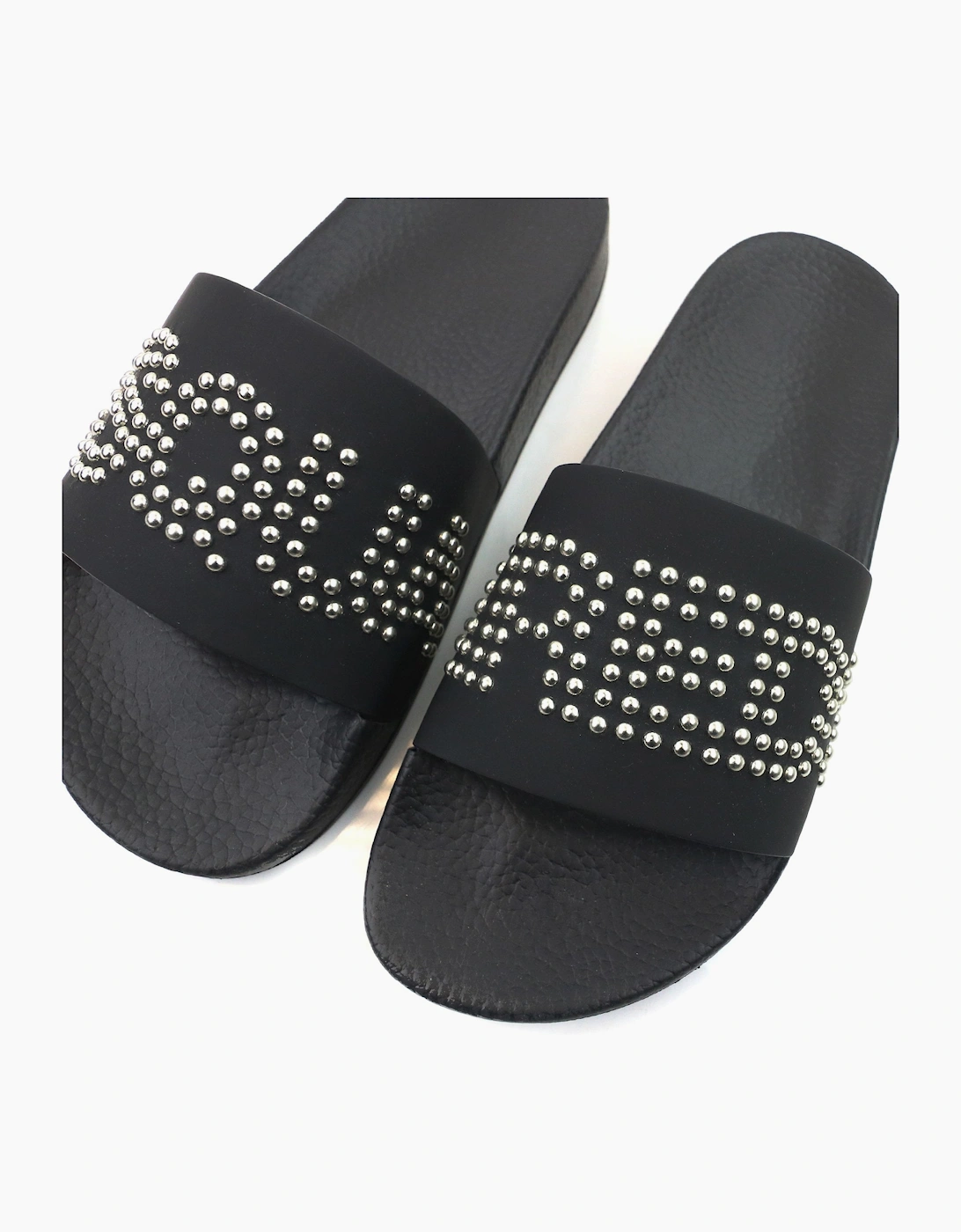 Dsquared2 Dsq2 Stud Logo Leather Sliders Black