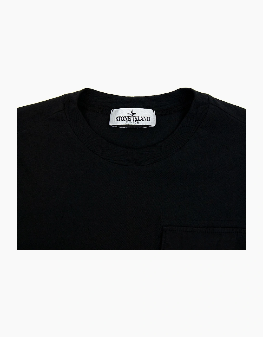 Stone Island Junior 20347 Pocket Logo Long Sleeve T Shirt Black Voo29