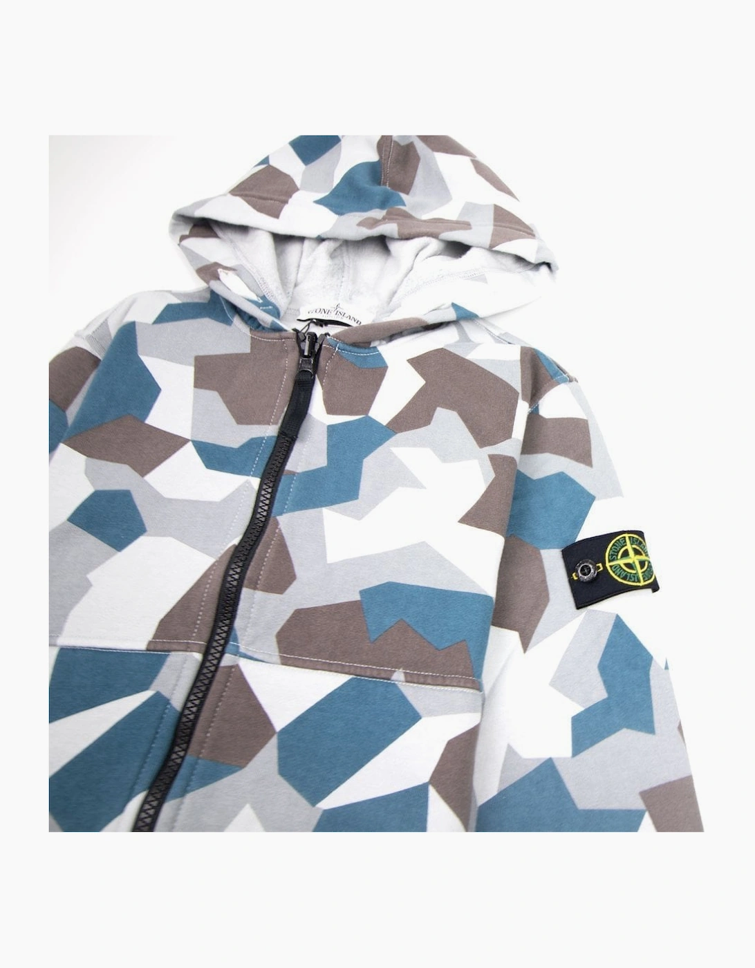 Stone Island Junior Reversible Zip Up Hooded Jacket Ice Camo