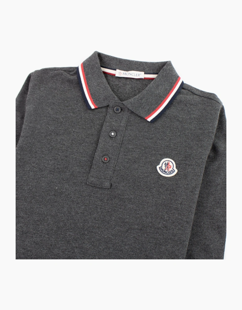 Moncler Junior Long Sleeve Polo Grey