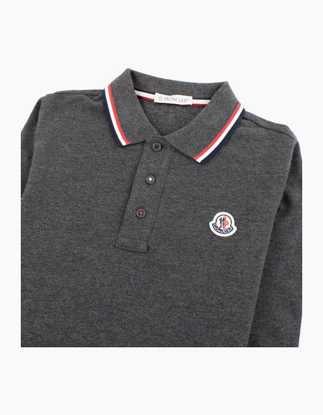 Moncler Junior Long Sleeve Polo Grey