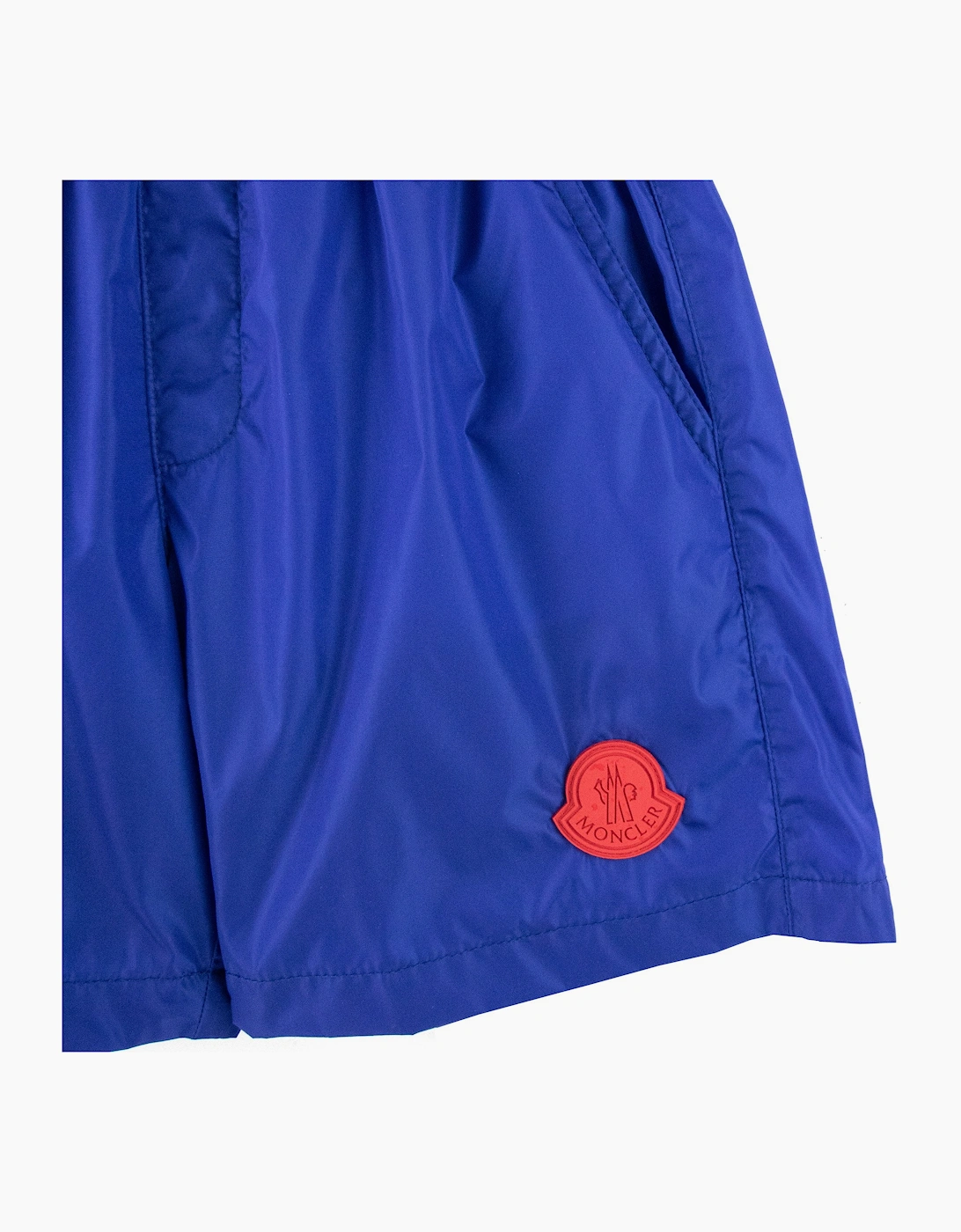Moncler Junior Mare Rubber Logo Swim Shorts Electric Blue
