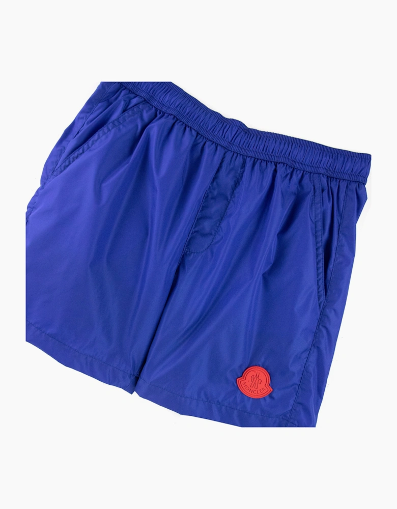 Moncler Junior Mare Rubber Logo Swim Shorts Electric Blue