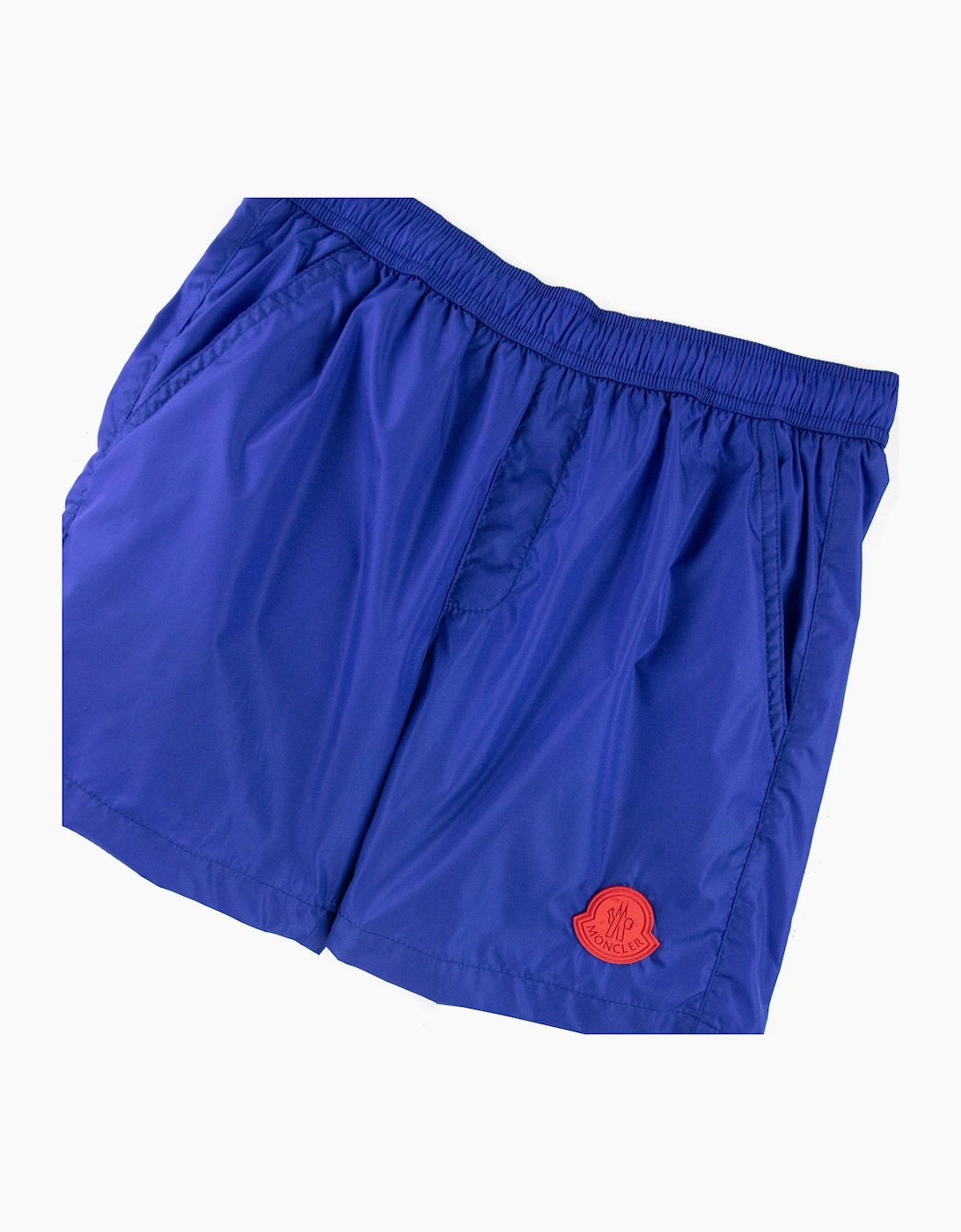 Moncler Junior Mare Rubber Logo Swim Shorts Electric Blue