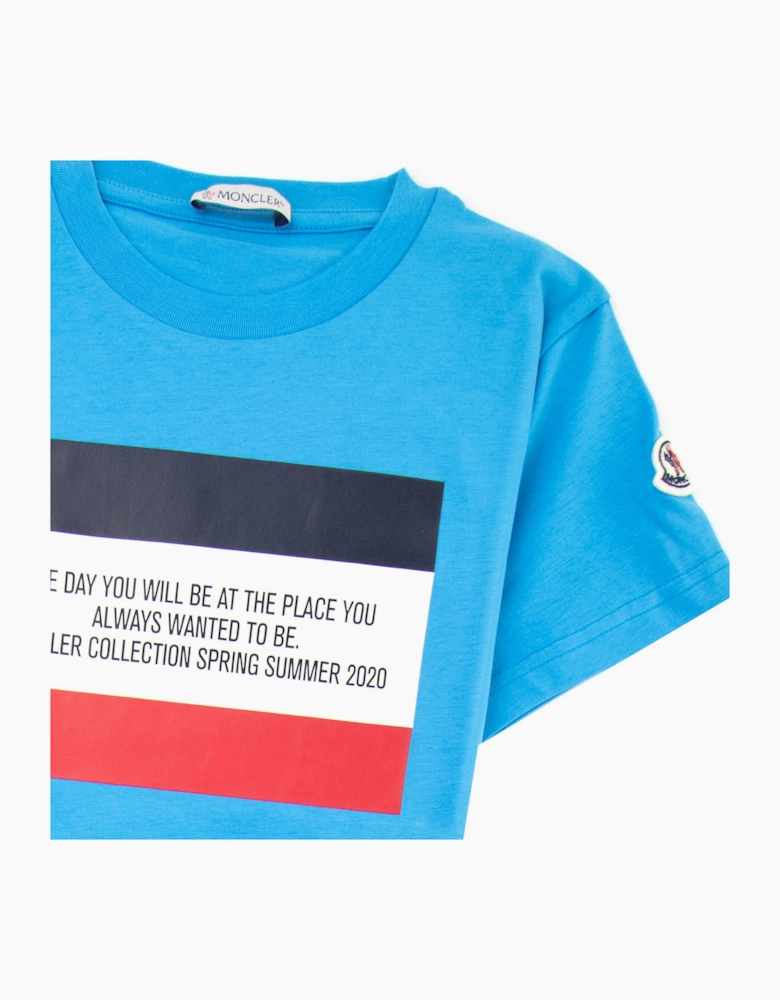 Moncler Junior Maglia Quote T-shirt Sky Blue