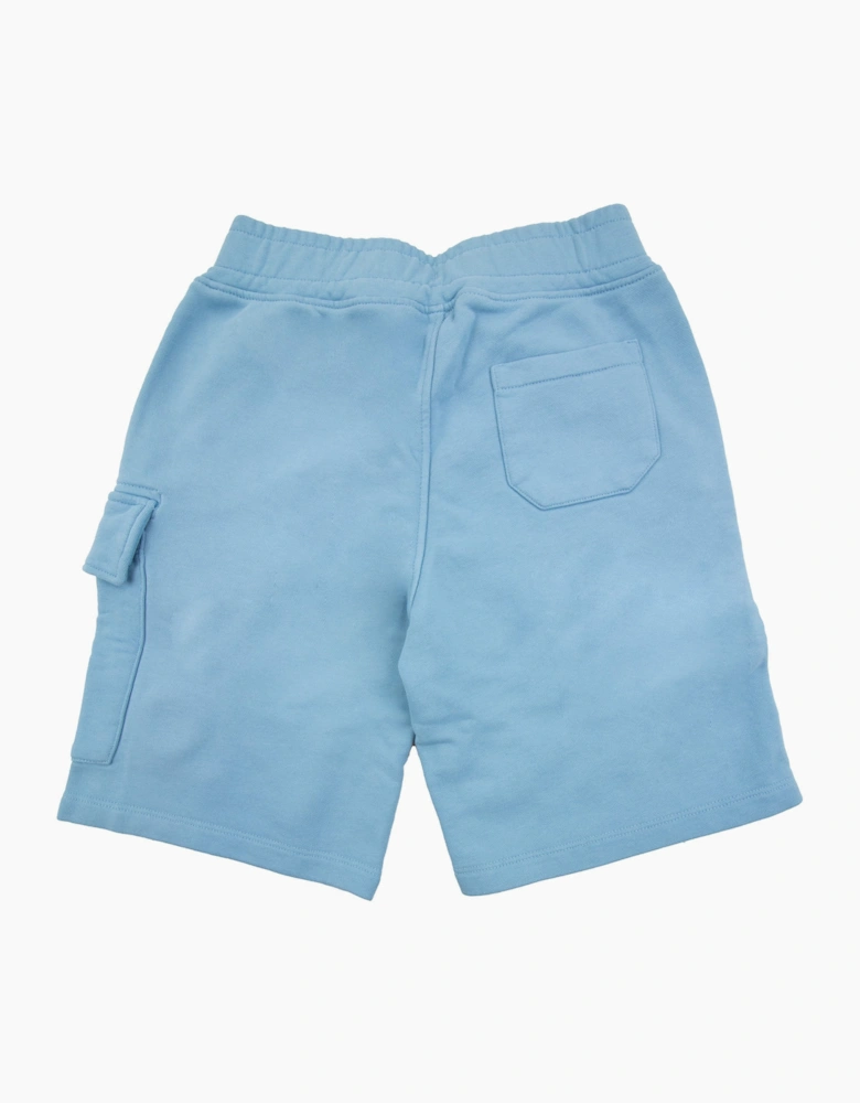 Cp Company Undersixteen Grey Lens Logo Bermuda Shorts Niagara Blue 853