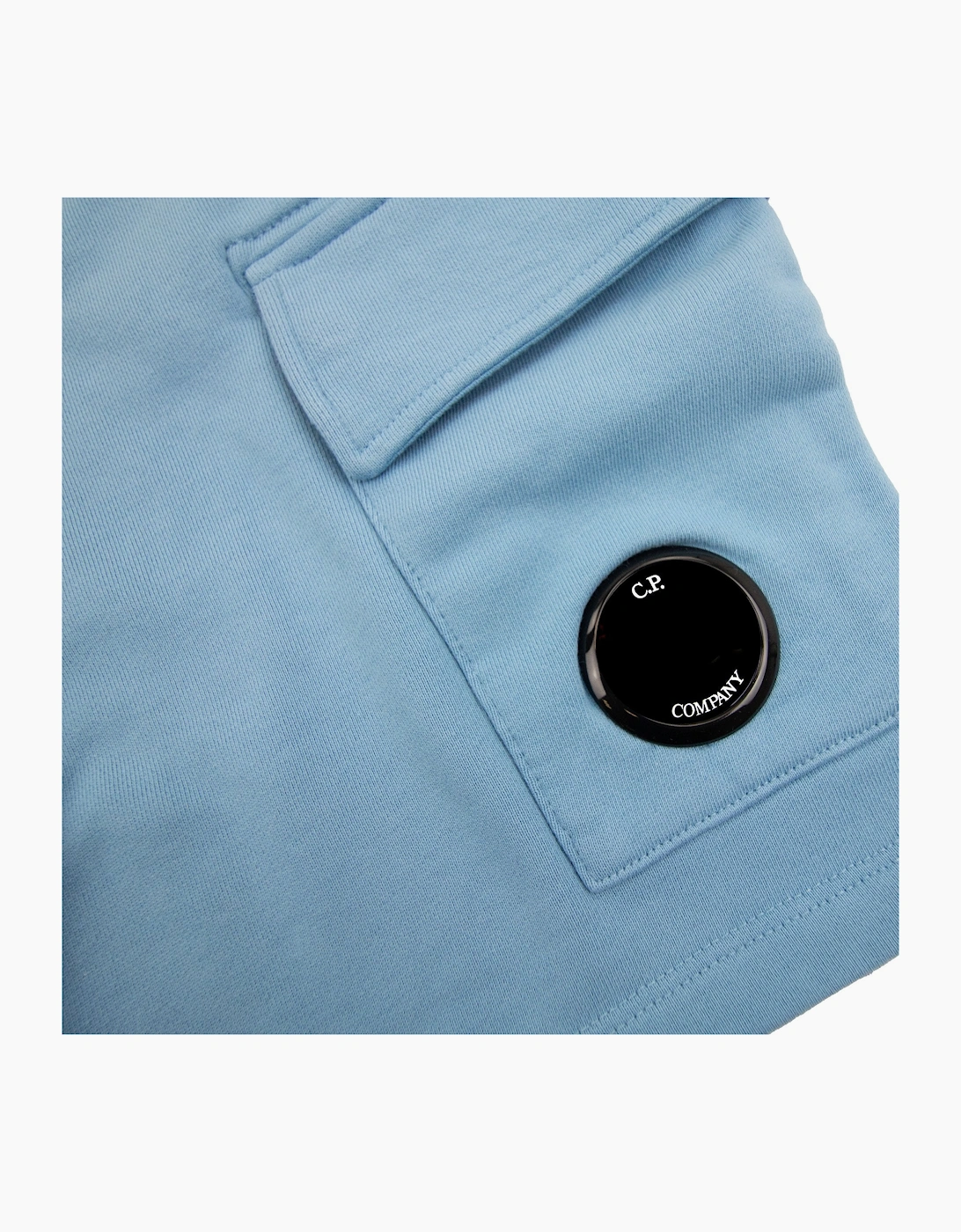 Cp Company Undersixteen Grey Lens Logo Bermuda Shorts Niagara Blue 853