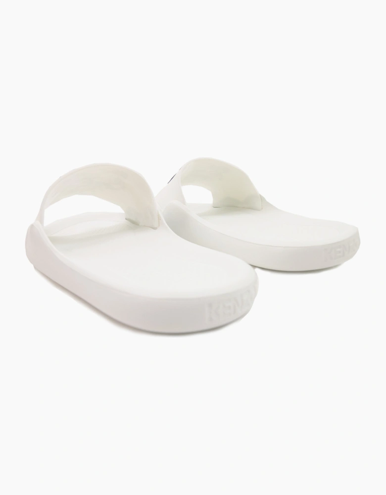 Kenzo Tiger Logo Pool Sliders White