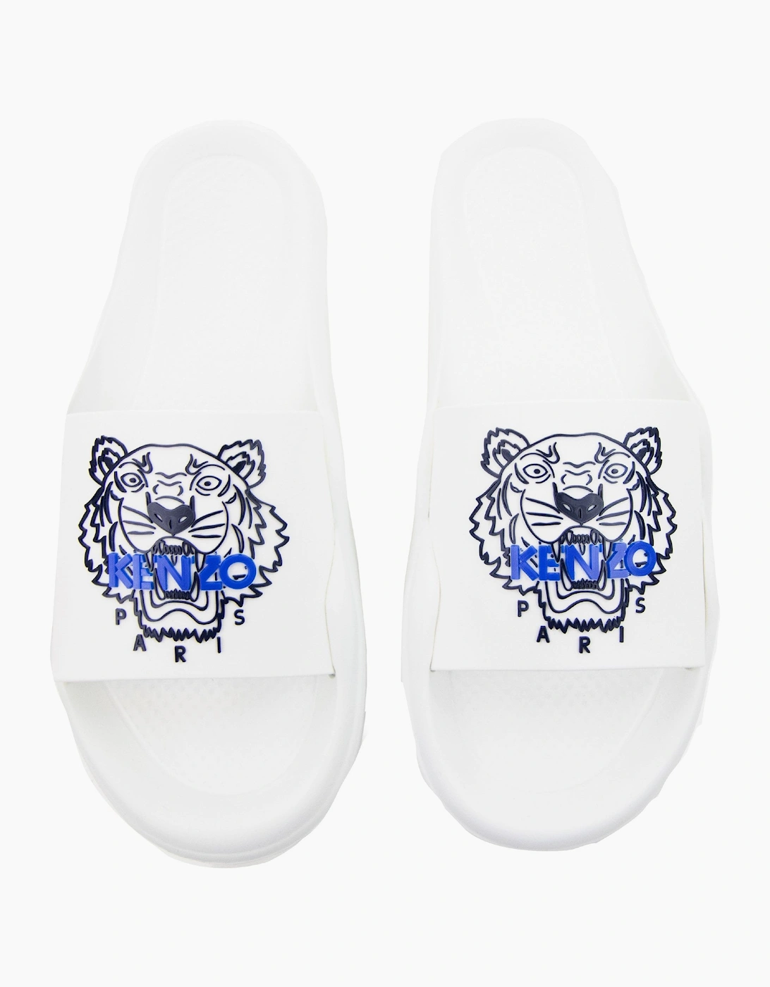 Kenzo Tiger Logo Pool Sliders White
