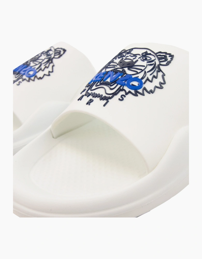 Kenzo Tiger Logo Pool Sliders White
