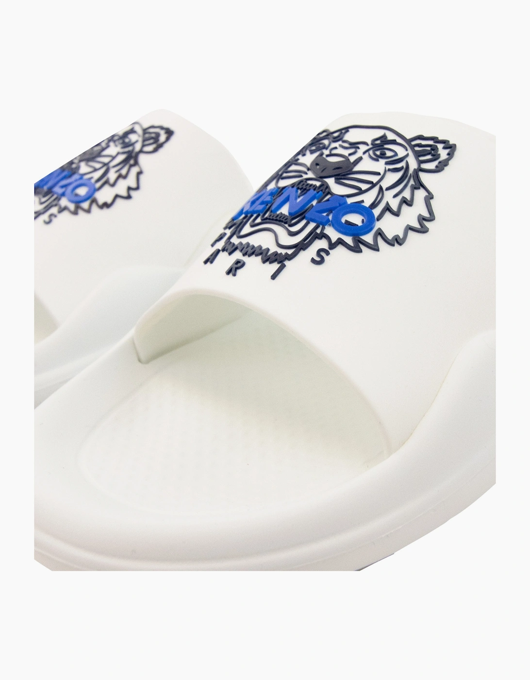 Kenzo Tiger Logo Pool Sliders White
