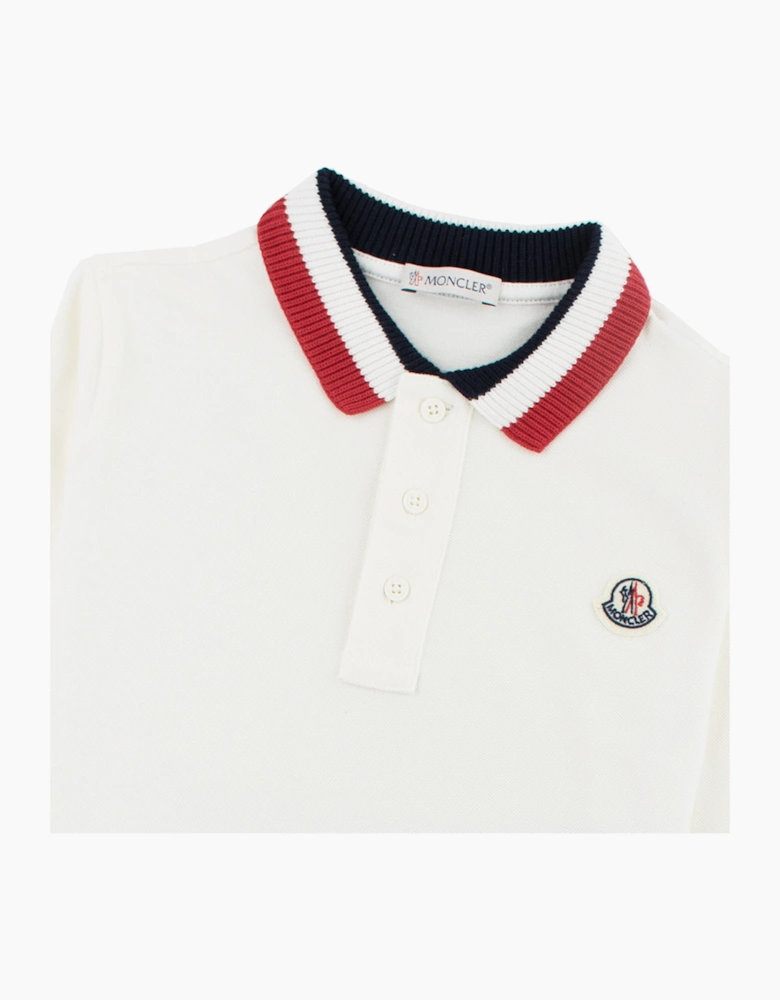 Moncler Junior Long Sleeve Polo Shirt White