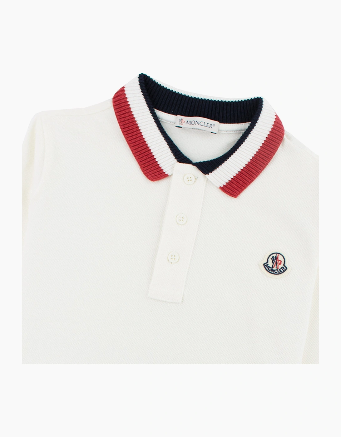 Moncler Junior Long Sleeve Polo Shirt White