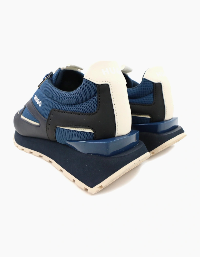 Hugo Cubite Lace Up Mixed Material Trainers Dark Blue