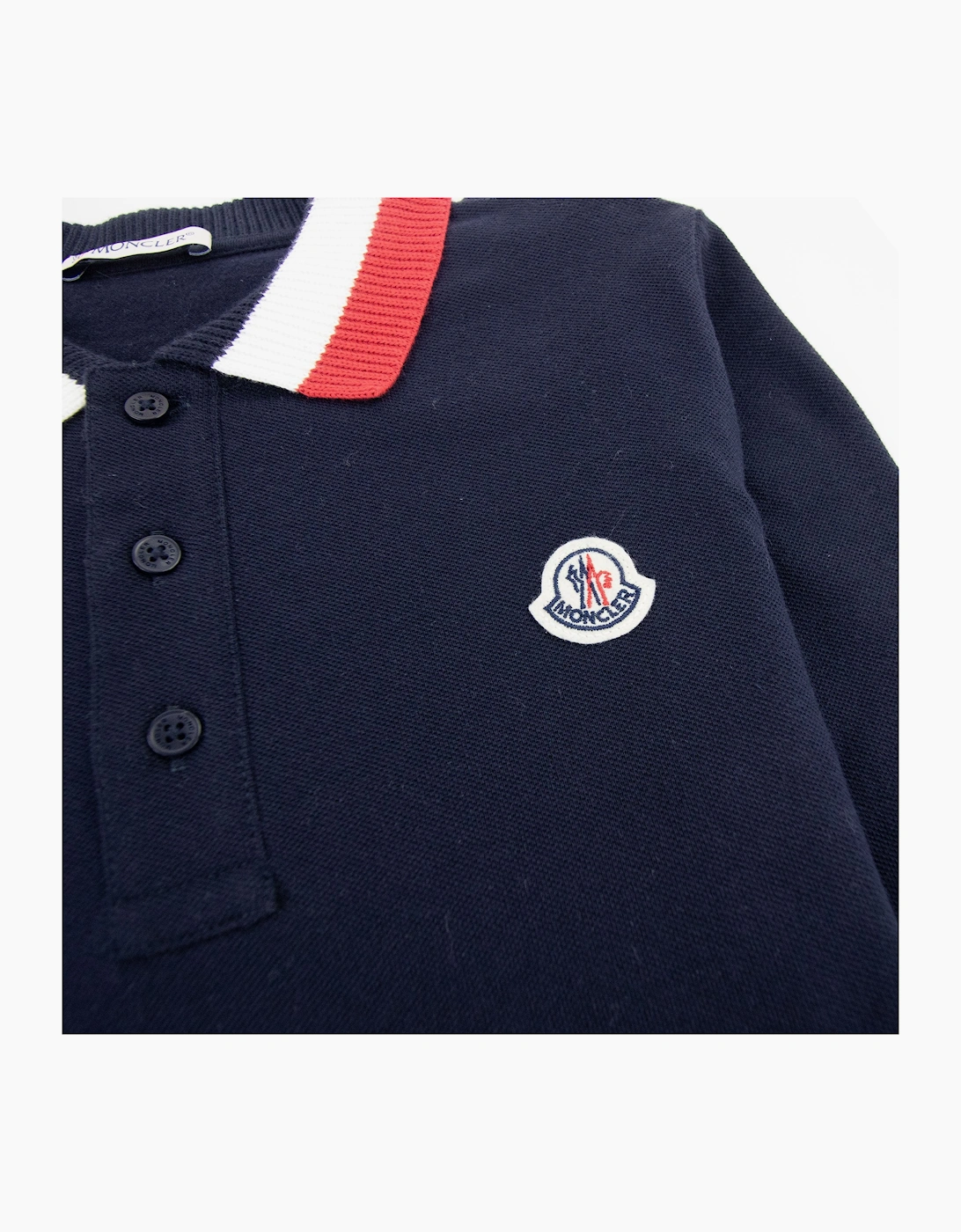 Moncler Junior Long Sleve Polo Shirt Navy 742