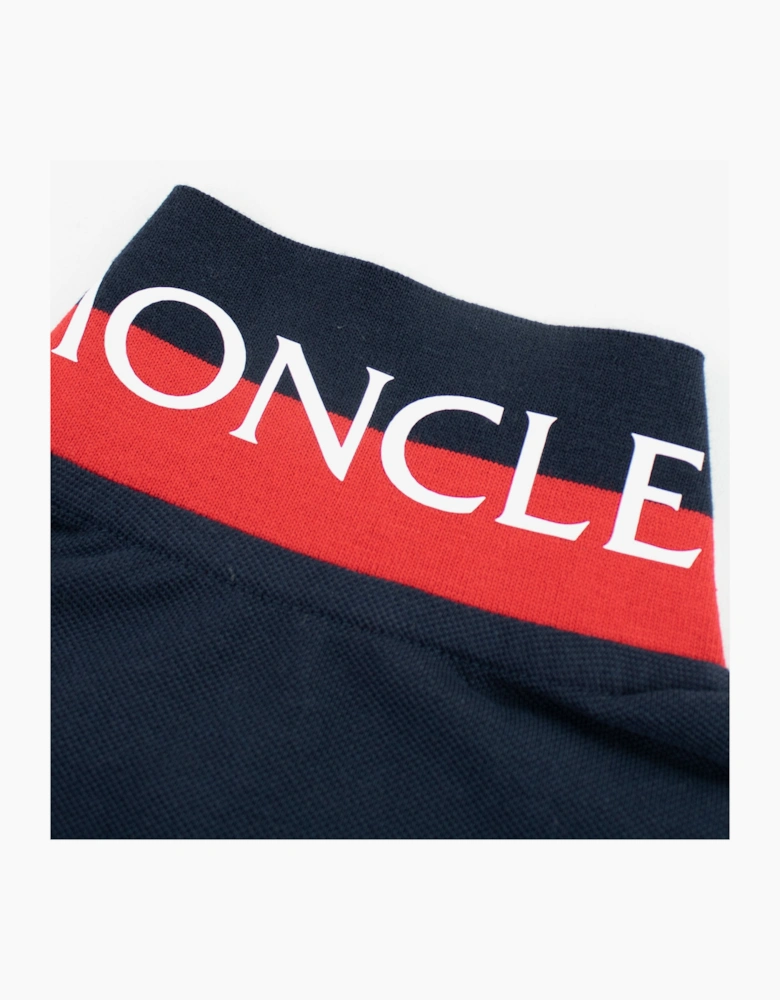 Moncler Junior Logo Collar Long Sleeve Sleeve Polo Navy