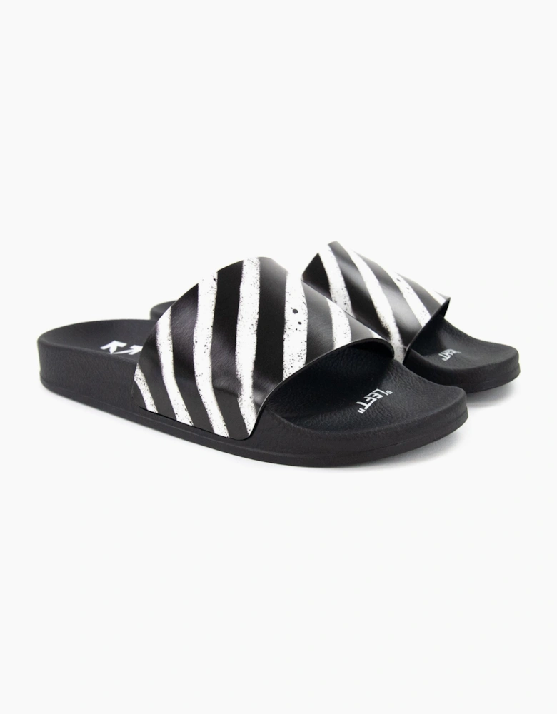 Off White Spray Stripes Sliders Black/white