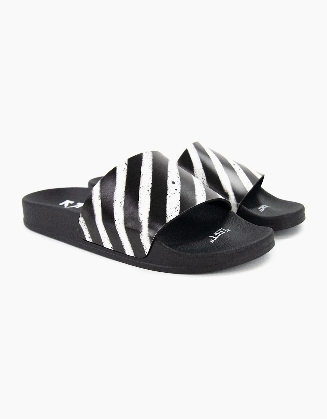 Off White Spray Stripes Sliders Black/white