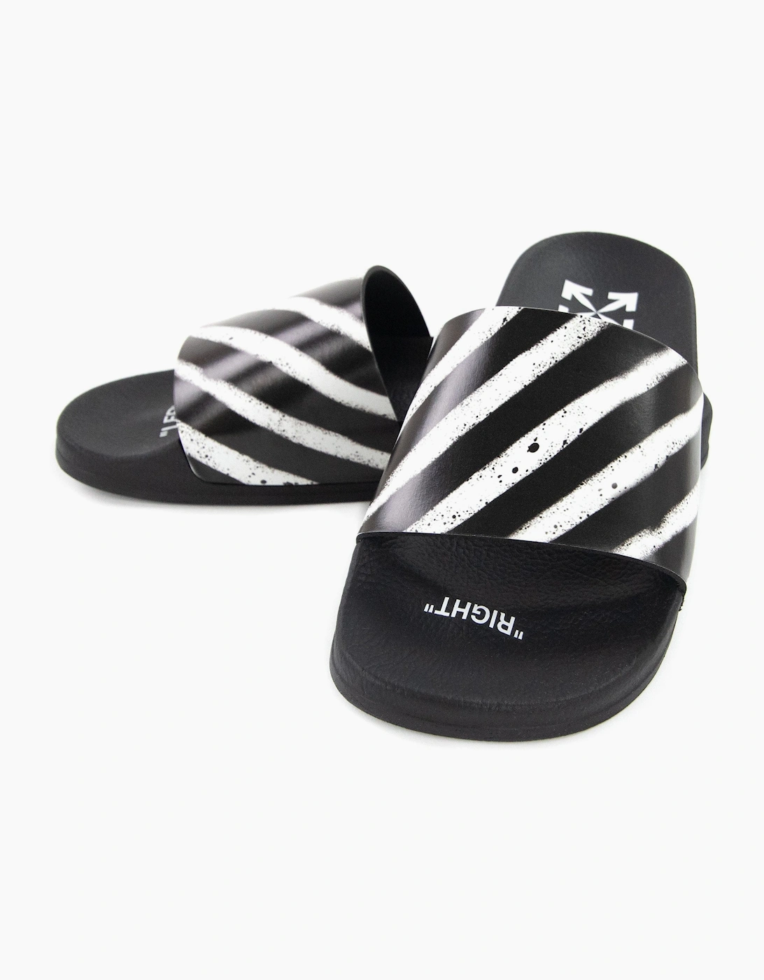 Off White Spray Stripes Sliders Black/white