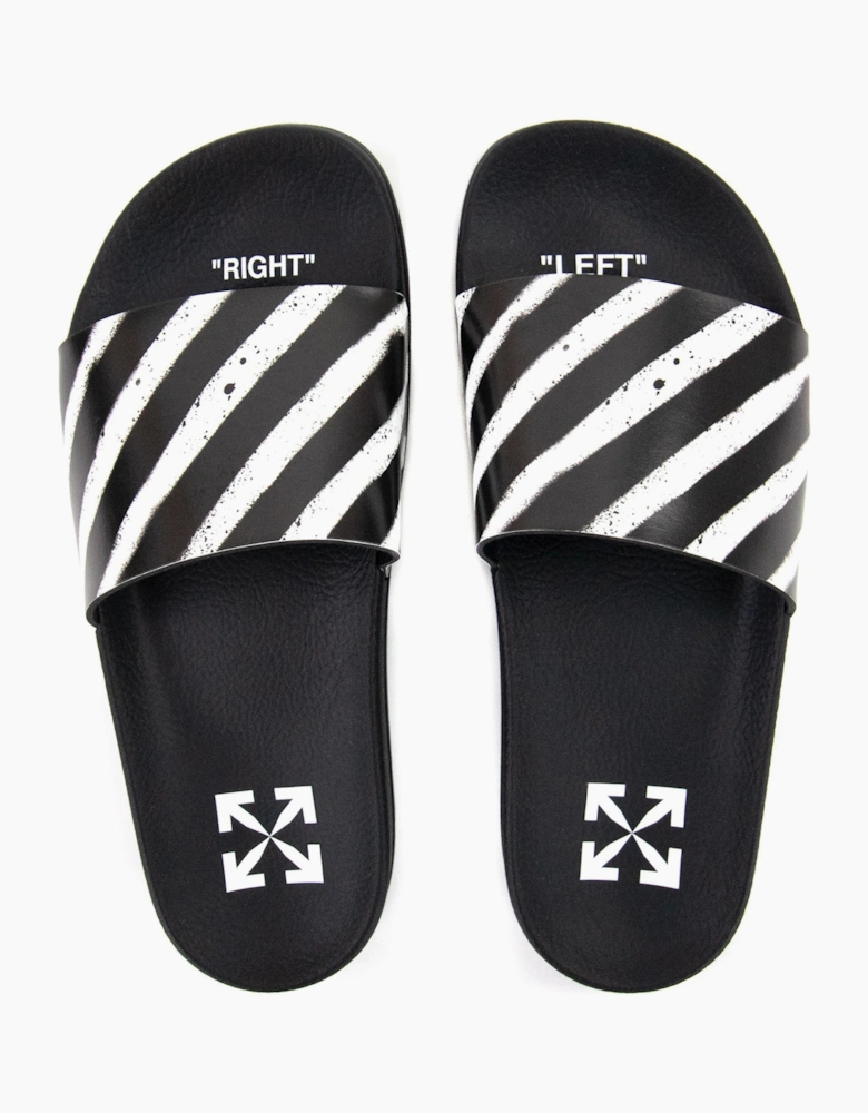 Off White Spray Stripes Sliders Black/white