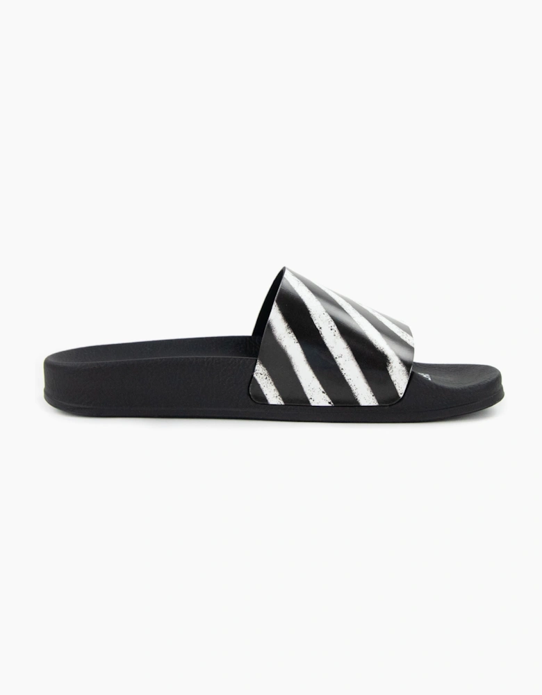 Off White Spray Stripes Sliders Black/white