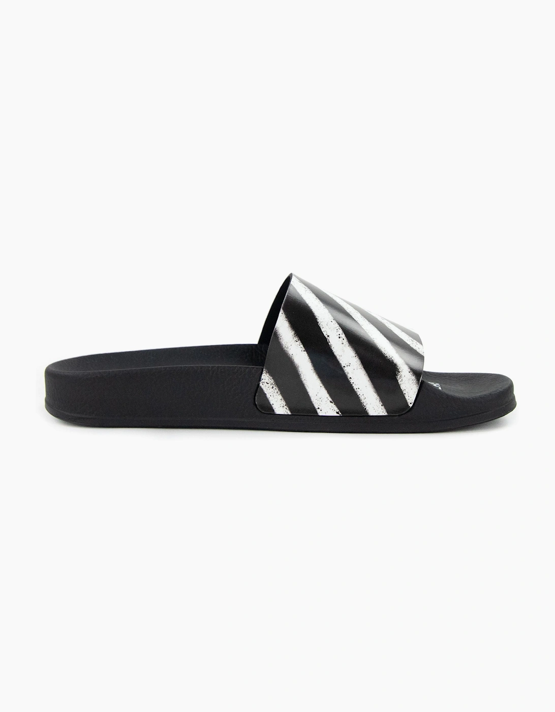 Off White Spray Stripes Sliders Black/white