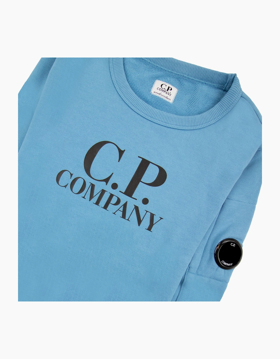 Cp Company Undersixteen Basic Lens Crewneck Sweatshirt Niagara Blue 853