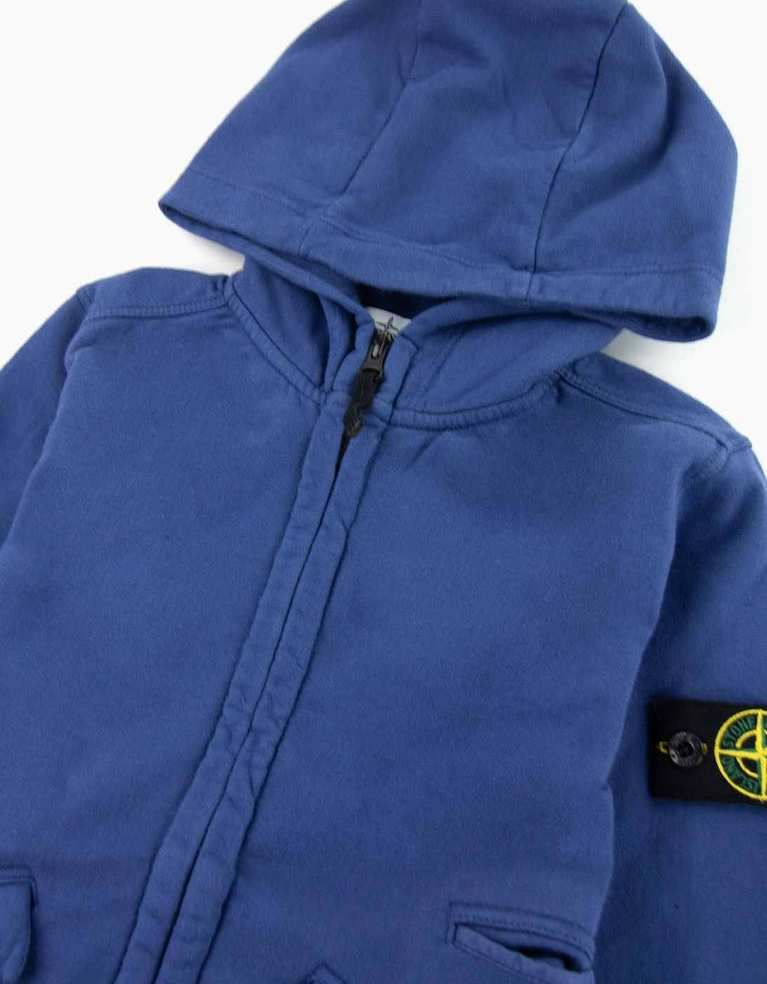 Stone Island Junior Zip Hooded Sweatshirt Blue V0028