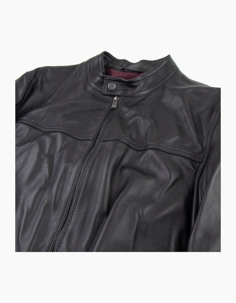 Hugo Boss Blouson Jacket In Nappa Leather Black