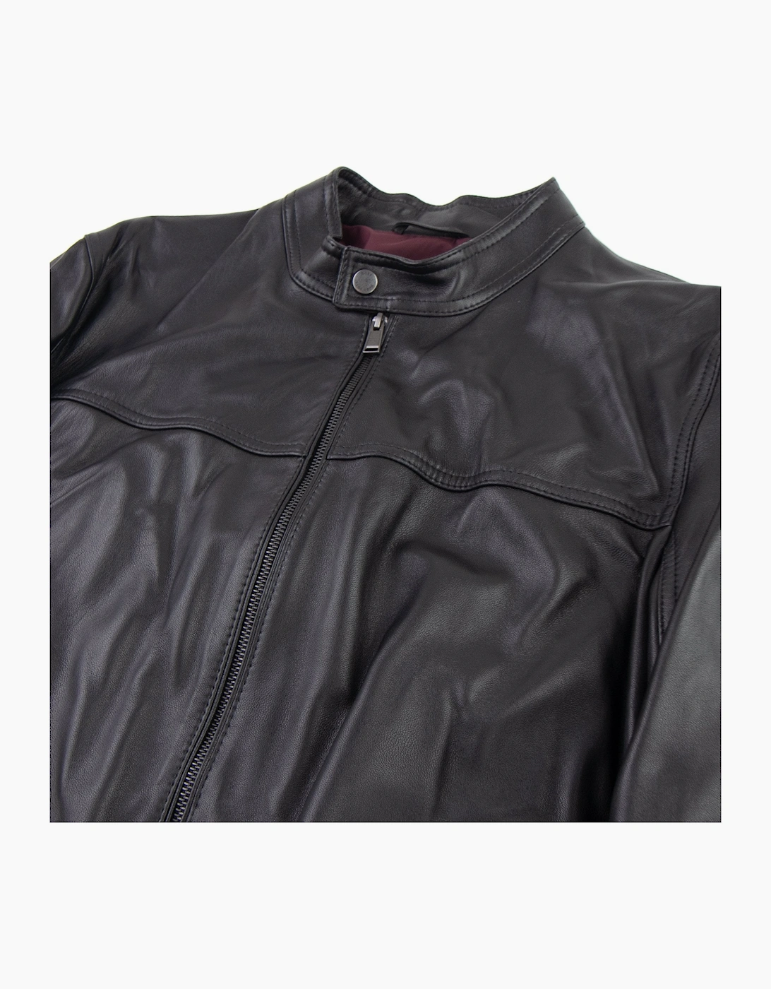 Hugo Boss Blouson Jacket In Nappa Leather Black