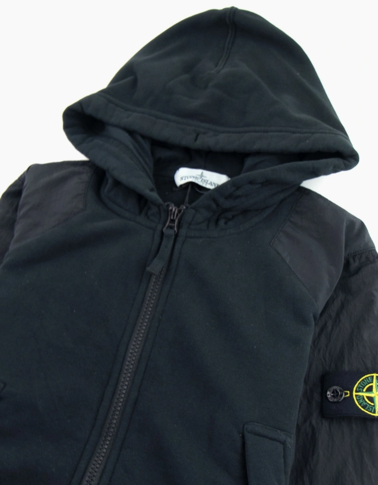 Stone Island Junior Nylon Shoulder Zip Sweatshirt Black V0029