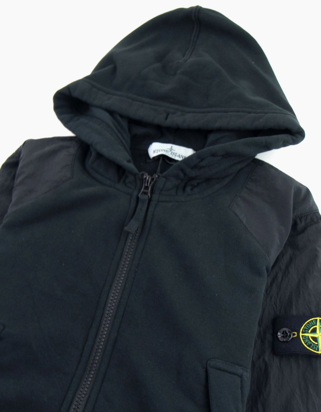 Stone Island Junior Nylon Shoulder Zip Sweatshirt Black V0029