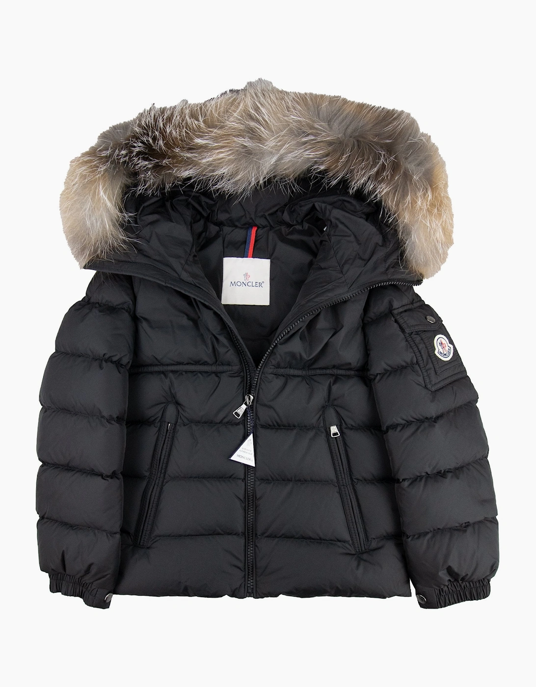 Moncler Junior New Byron Fur Coat Black