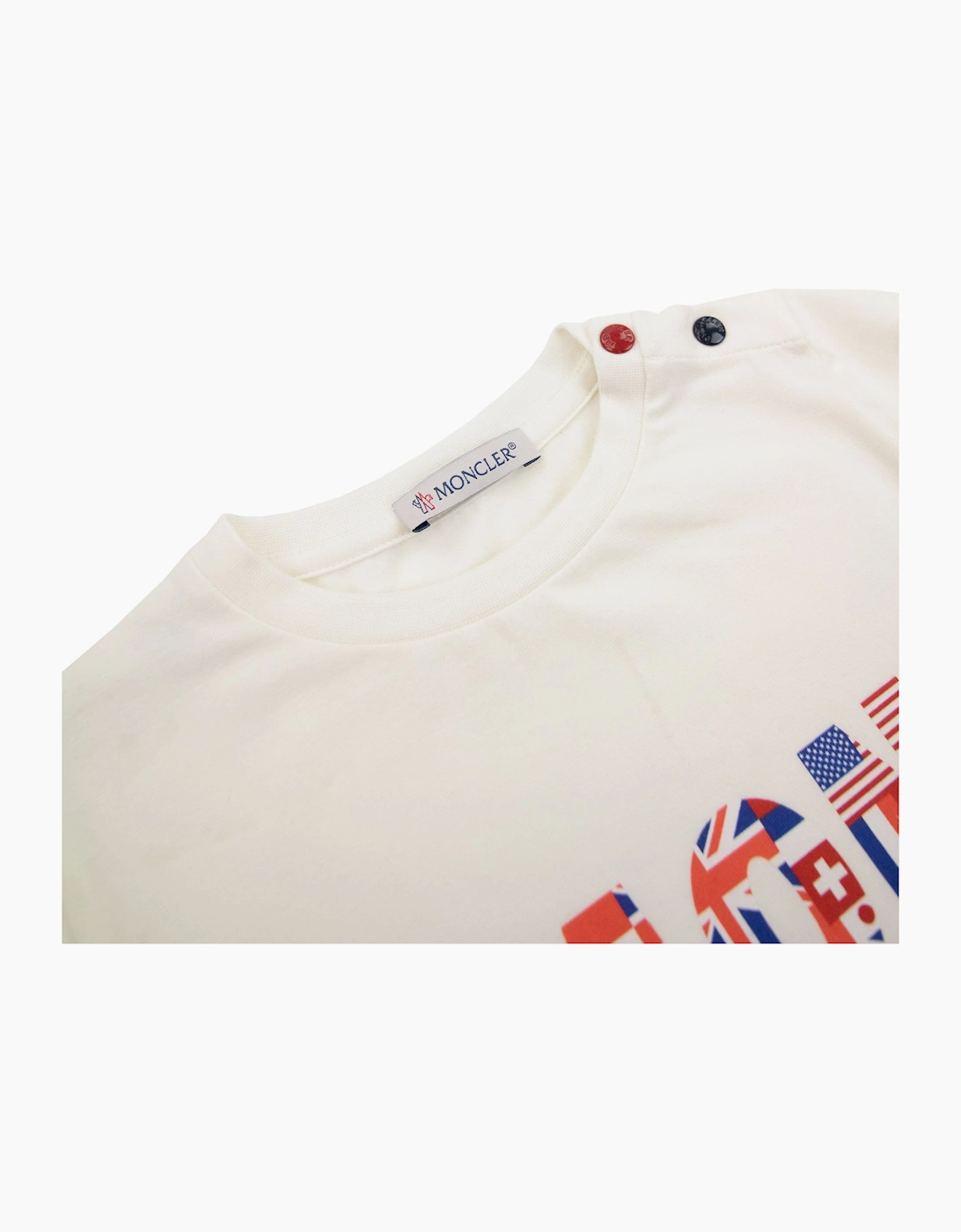Moncler Junior Shoulder Button T-shirt White