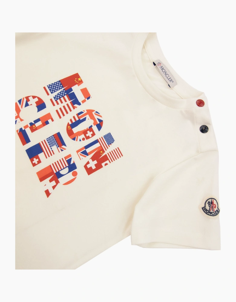 Moncler Junior Shoulder Button T-shirt White