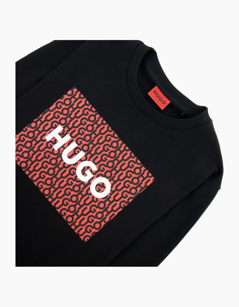 Hugo Dalker Logo Print Relax Fit Sweatshirt Black 001