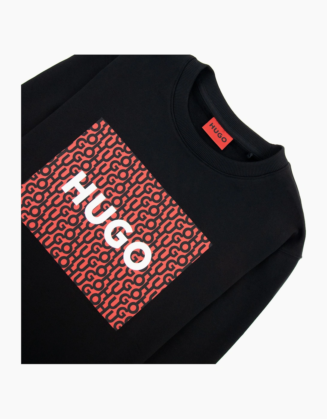 Hugo Dalker Logo Print Relax Fit Sweatshirt Black 001