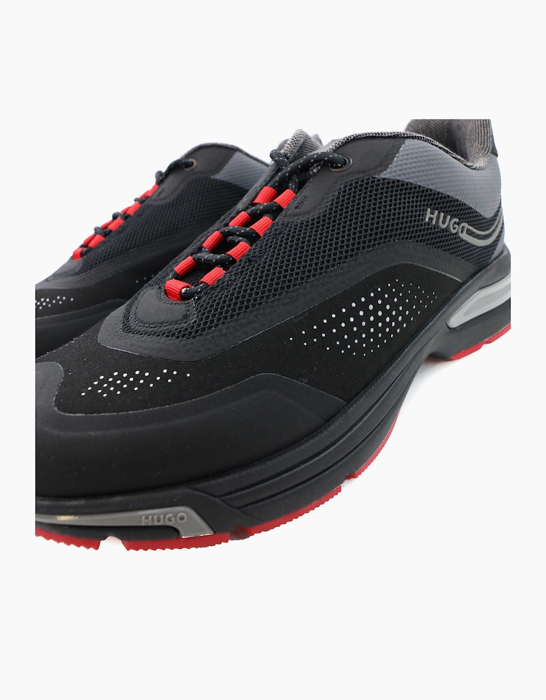 Hugo Axel Runner Mixed Material Trainer Black 001