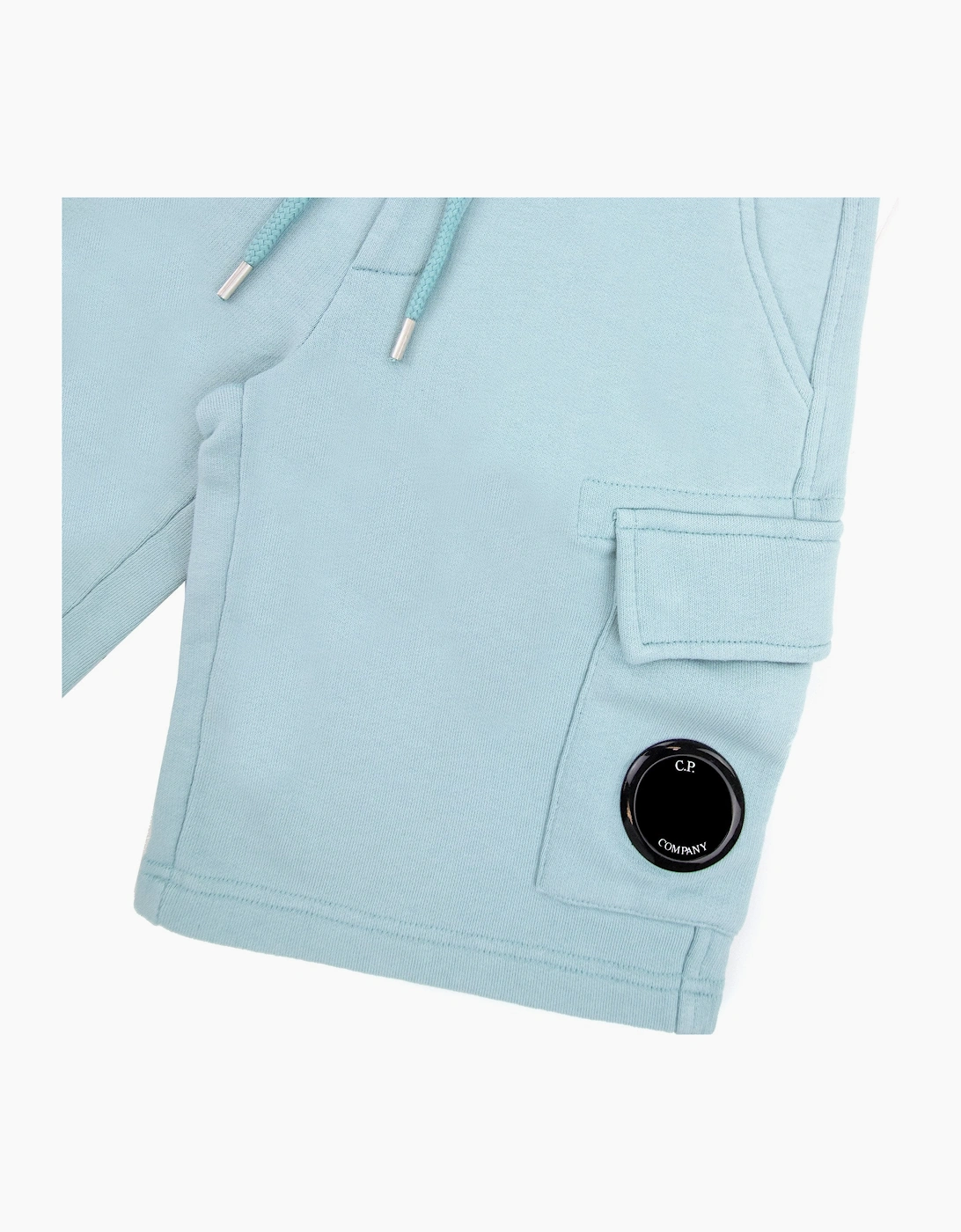 Cp Company Undersixteen Grey Lens Logo Bermuda Shorts Mineral Blue 811