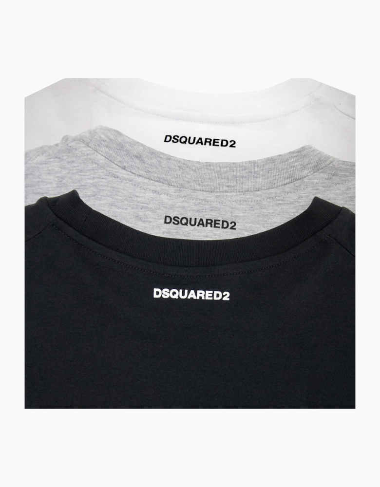 Dsquared2 3 Pack Back Logo T Shirt Black, White, Grey