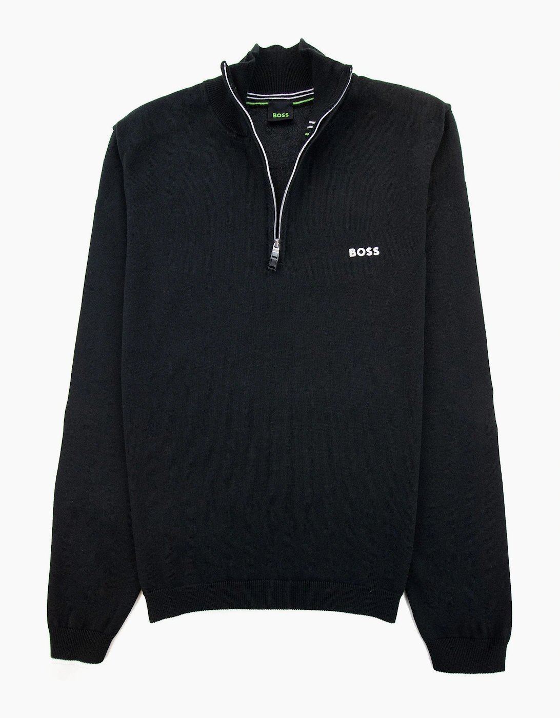 Hugo Boss Zallo Curved Logo Zip Sweater Black 001
