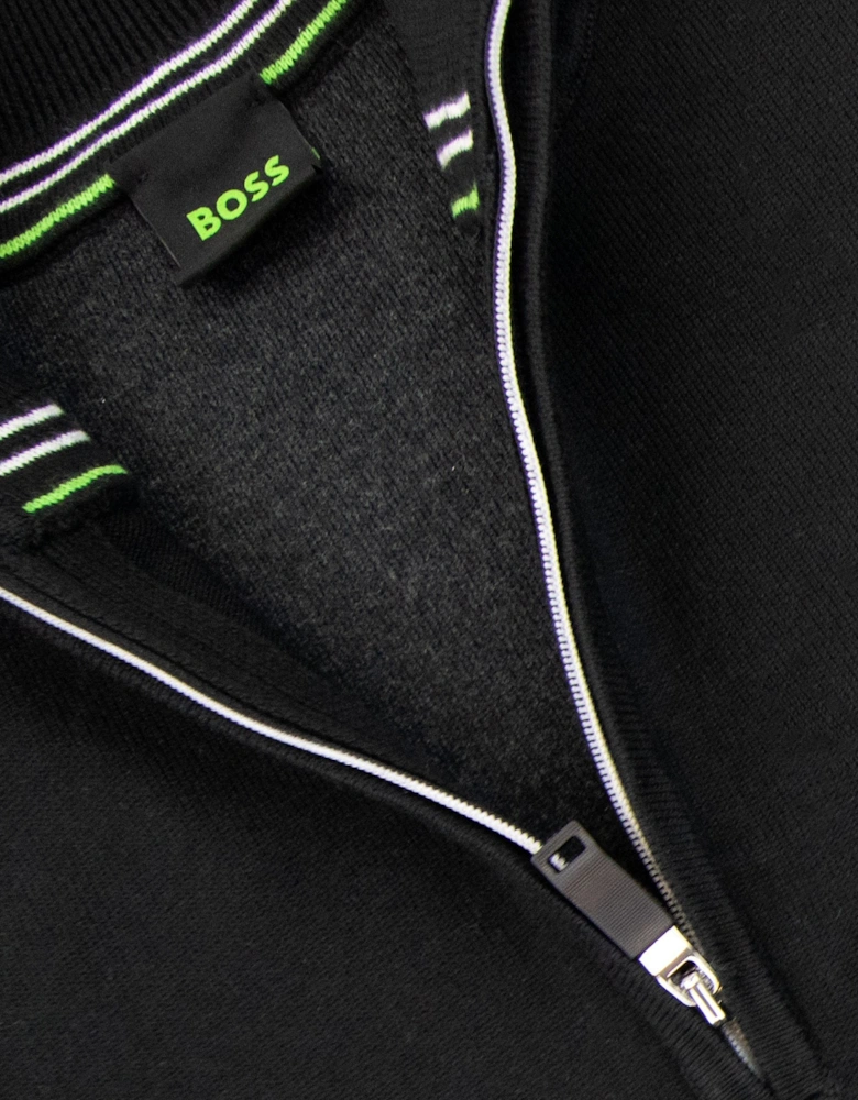 Hugo Boss Zallo Curved Logo Zip Sweater Black 001
