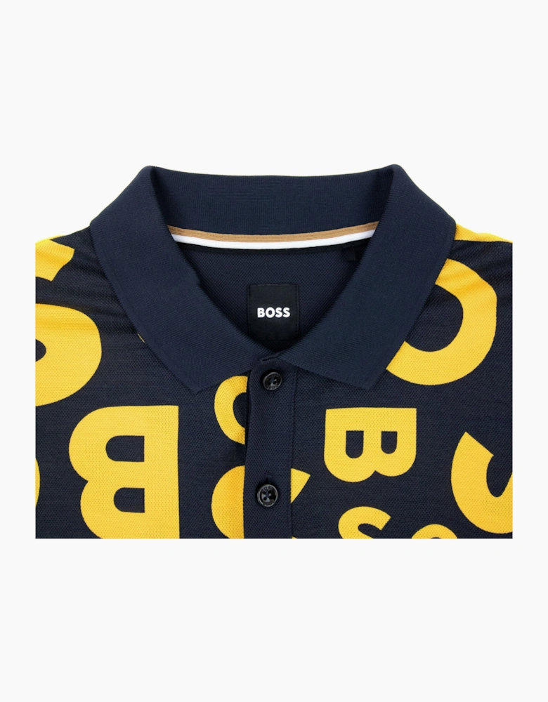 Hugo Boss Parlay 156 All Over Logo Polo Dark Navy 404