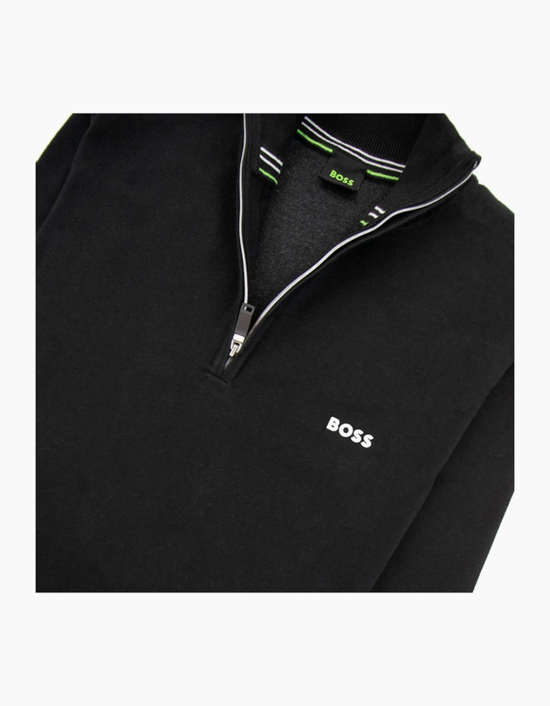 Hugo Boss Zallo Curved Logo Zip Sweater Black 001