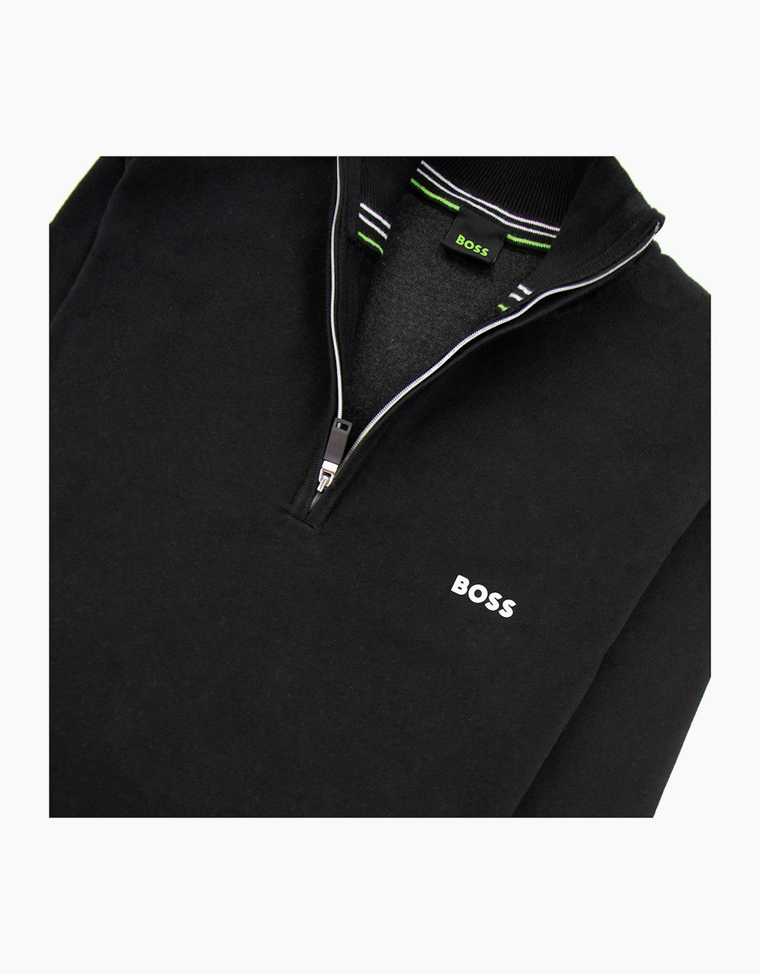 Hugo Boss Zallo Curved Logo Zip Sweater Black 001