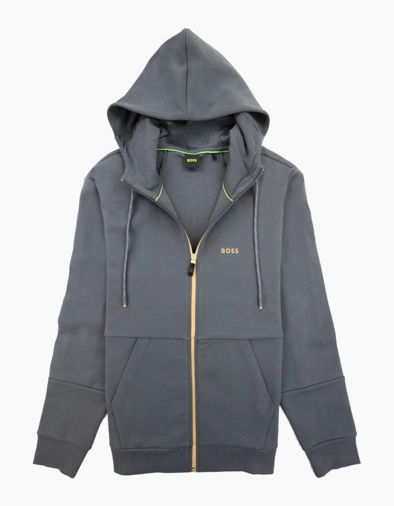 Hugo Boss Saggy 1 Embroidered Logo Zip Up Sweatshirt Dark Grey 027