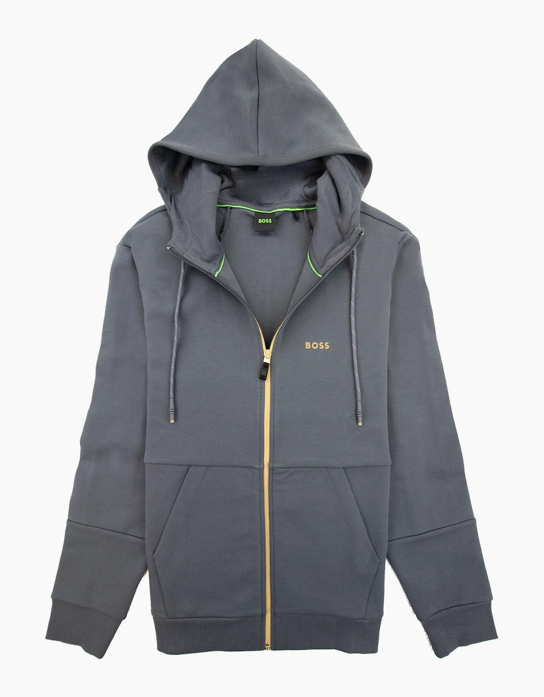 Hugo Boss Saggy 1 Embroidered Logo Zip Up Sweatshirt Dark Grey 027