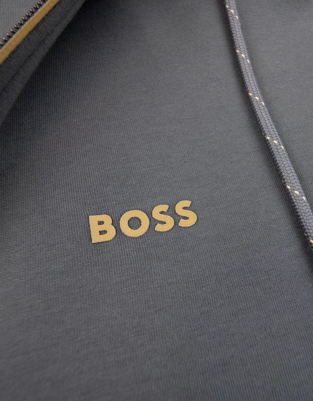 Hugo Boss Saggy 1 Embroidered Logo Zip Up Sweatshirt Dark Grey 027